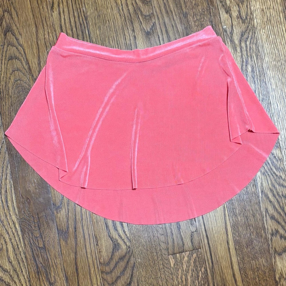 Vibrant Coral Pink Velvet Ballet Skirt - Picture 2 of 3